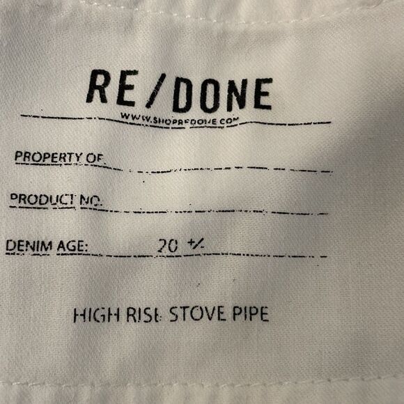 Re/Done 70s Stove Pipe High Rise Straight Ankle Jeans in Vintage White - Picture 6 of 10